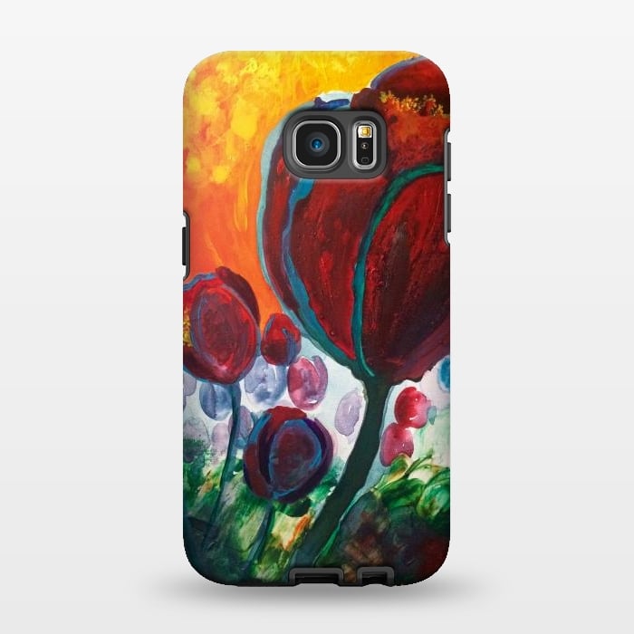 Galaxy S7 EDGE StrongFit Blue High Tulips on Fire by ANoelleJay