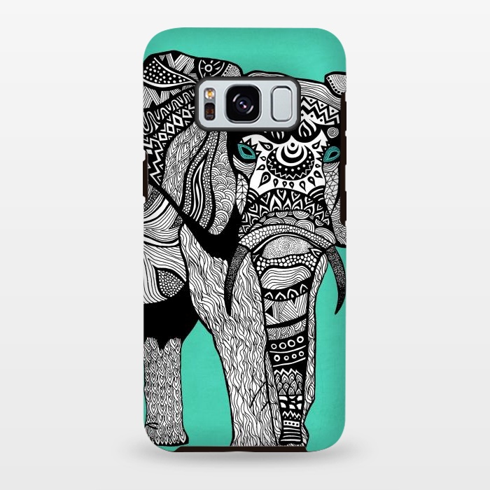 Galaxy S8 plus StrongFit Turquoise Elephant by Pom Graphic Design
