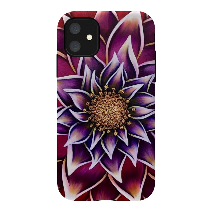 iPhone 11 StrongFit Gilded Dahlia by Denise Cassidy Wood