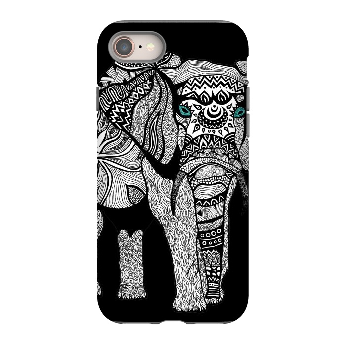 iPhone 8 StrongFit Elephant of Namibia B n W by Pom Graphic Design