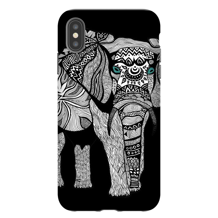iPhone Xs Max StrongFit Elephant of Namibia B n W by Pom Graphic Design