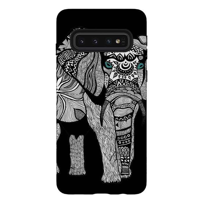 Galaxy S10 StrongFit Elephant of Namibia B n W by Pom Graphic Design