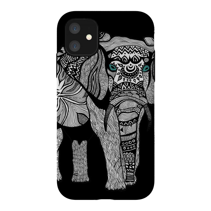 iPhone 11 StrongFit Elephant of Namibia B n W by Pom Graphic Design