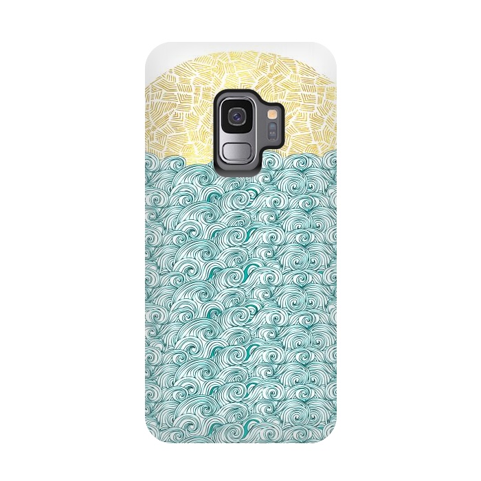 Galaxy S9 StrongFit Sea Waves Sun by Pom Graphic Design