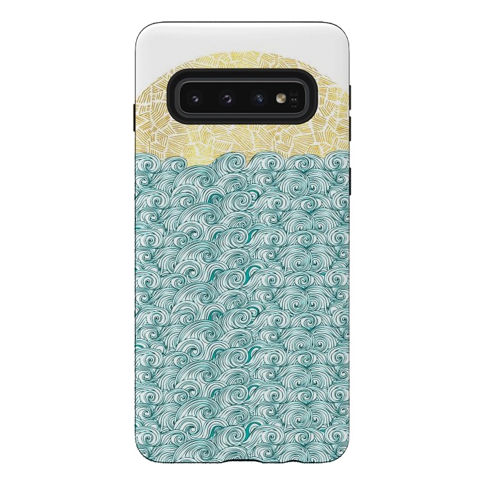 Galaxy S10 StrongFit Sea Waves Sun by Pom Graphic Design