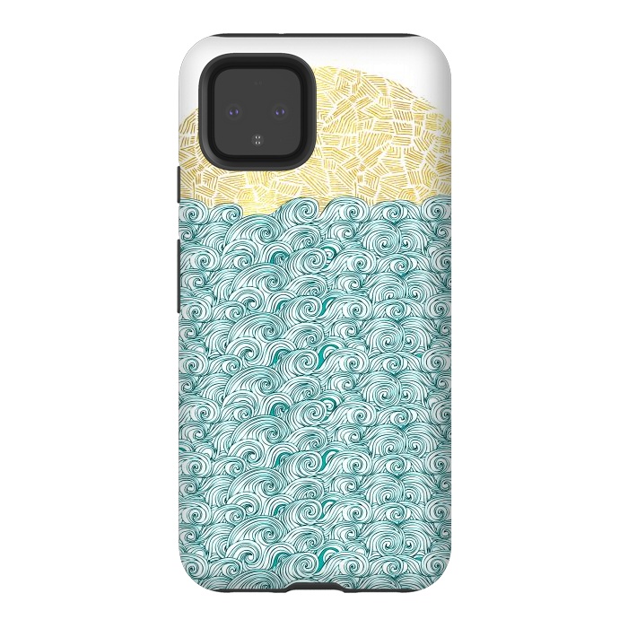 Pixel 4 StrongFit Sea Waves Sun by Pom Graphic Design