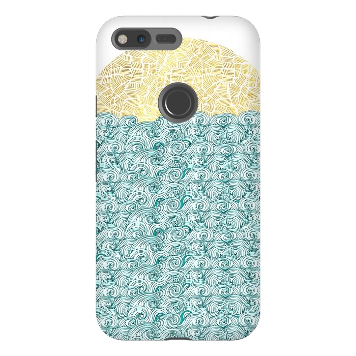 Pixel XL StrongFit Sea Waves Sun by Pom Graphic Design
