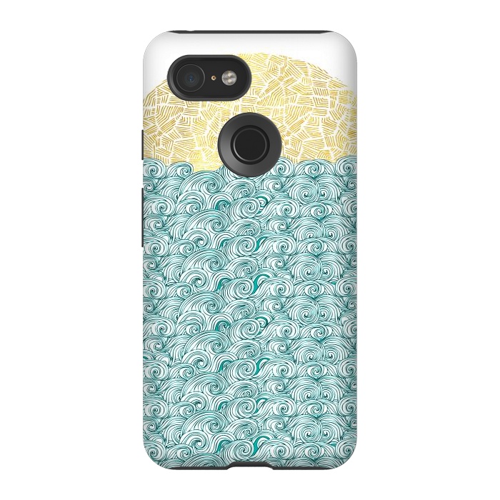 Pixel 3 StrongFit Sea Waves Sun by Pom Graphic Design