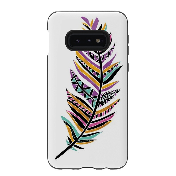 Galaxy S10e StrongFit Dreamy Feathers by Pom Graphic Design