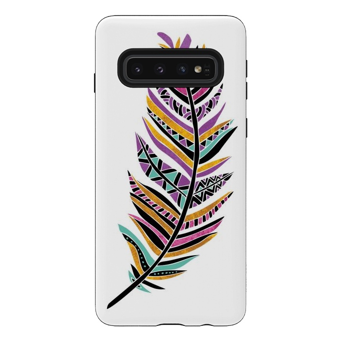 Galaxy S10 StrongFit Dreamy Feathers by Pom Graphic Design