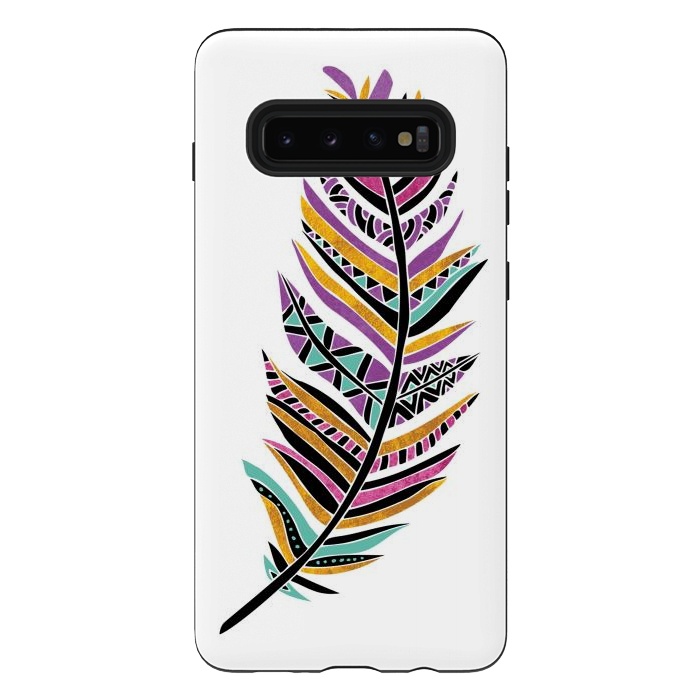 Galaxy S10 plus StrongFit Dreamy Feathers by Pom Graphic Design