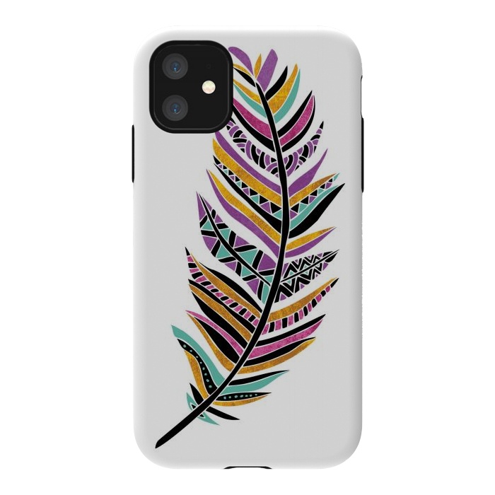 iPhone 11 StrongFit Dreamy Feathers by Pom Graphic Design