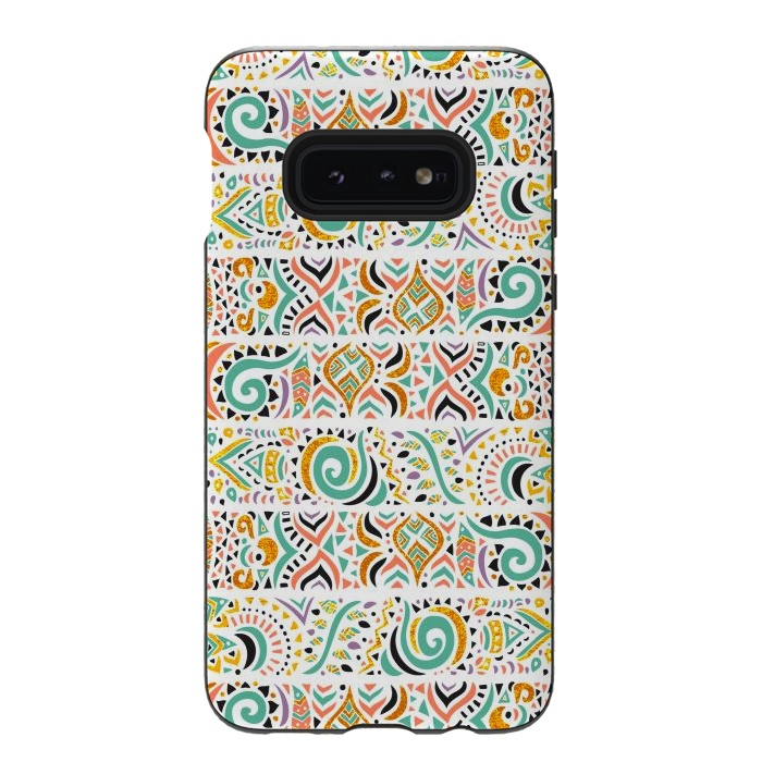 Galaxy S10e StrongFit Jungle doodles day by Pom Graphic Design