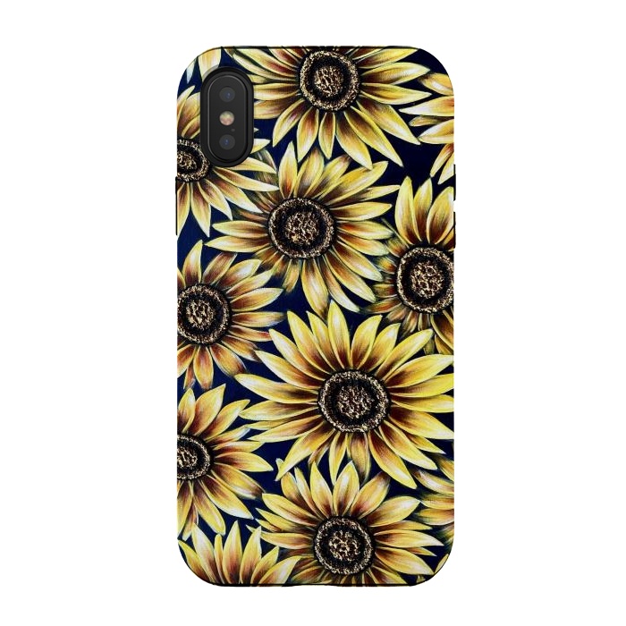 iPhone Xs / X StrongFit Sunflowers by Denise Cassidy Wood