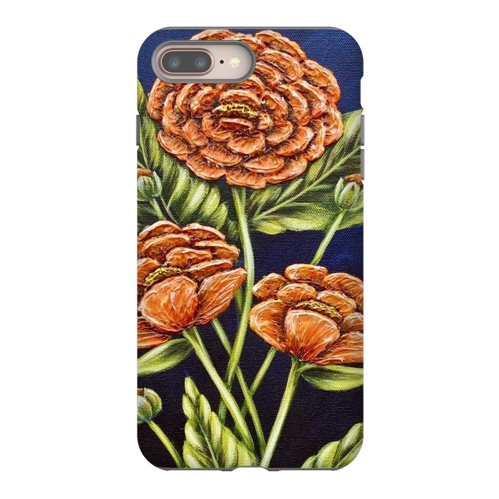 iPhone 7 plus StrongFit Orange Peonies by Denise Cassidy Wood