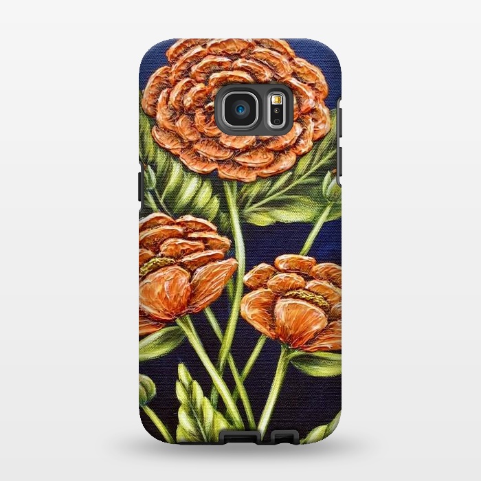Galaxy S7 EDGE StrongFit Orange Peonies by Denise Cassidy Wood