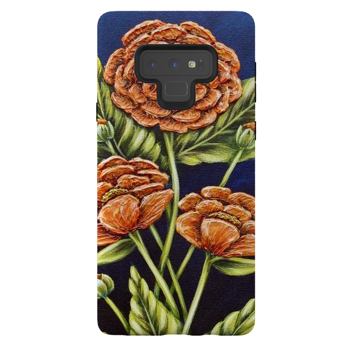 Galaxy Note 9 StrongFit Orange Peonies by Denise Cassidy Wood