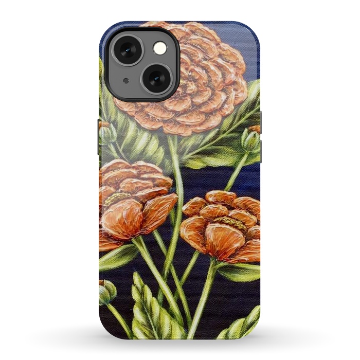 iPhone 13 StrongFit Orange Peonies by Denise Cassidy Wood
