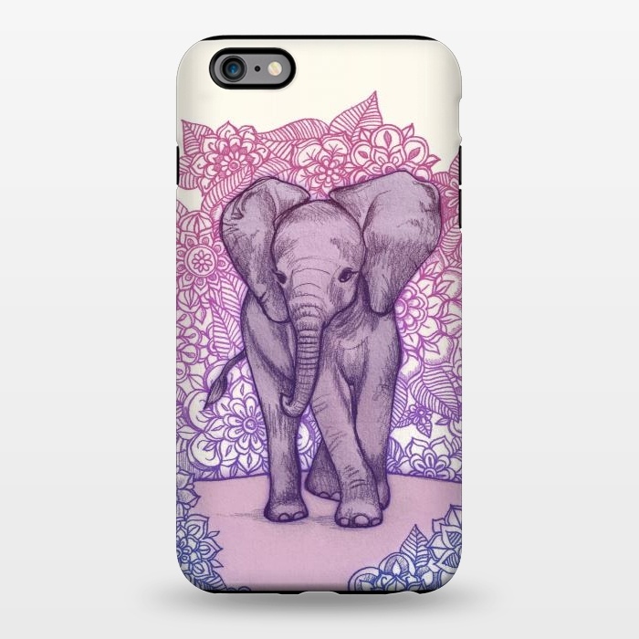 iPhone 6/6s plus StrongFit Cute Baby Elephant in pink purple and blue by Micklyn Le Feuvre