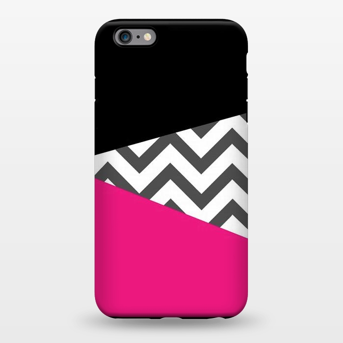 iPhone 6/6s plus StrongFit Color Blocked Chevron Black Pink  by Josie Steinfort 