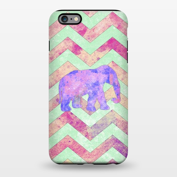 iPhone 6/6s plus StrongFit Elephant Mint Green Chevron Pink Watercolor by Girly Trend