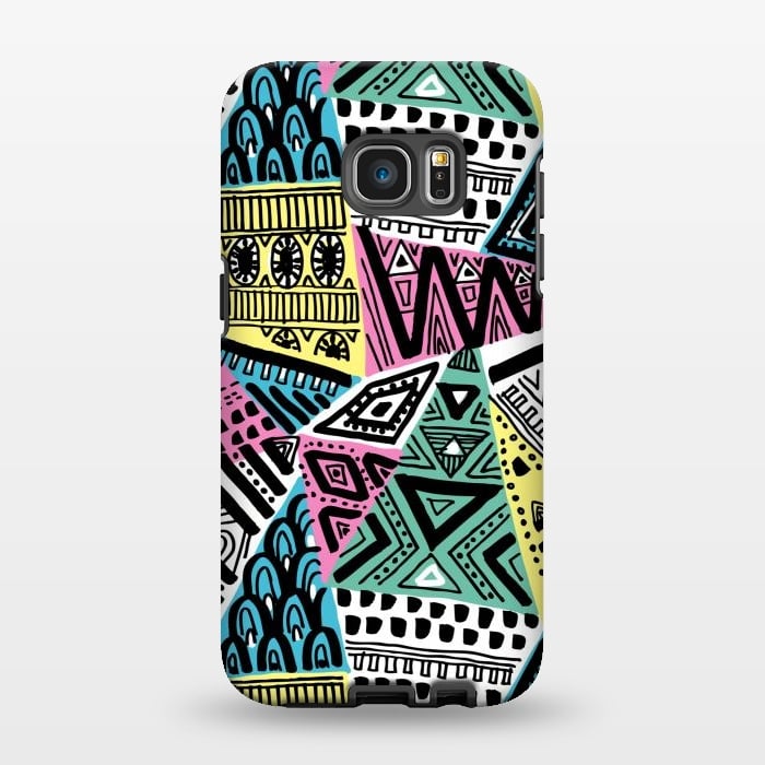 Galaxy S7 EDGE StrongFit Tribal triangles by Laura Grant