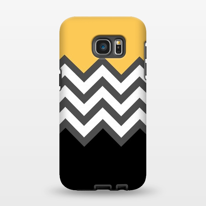 Galaxy S7 EDGE StrongFit Color Blocked Chevron Black Yellow by Josie Steinfort 
