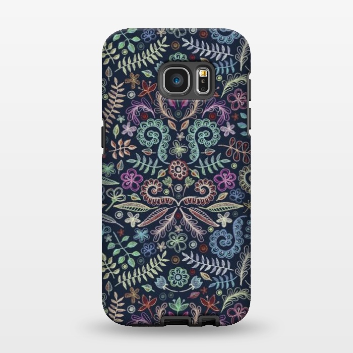 Galaxy S7 EDGE StrongFit Colored Chalk Floral Doodle Pattern by Micklyn Le Feuvre
