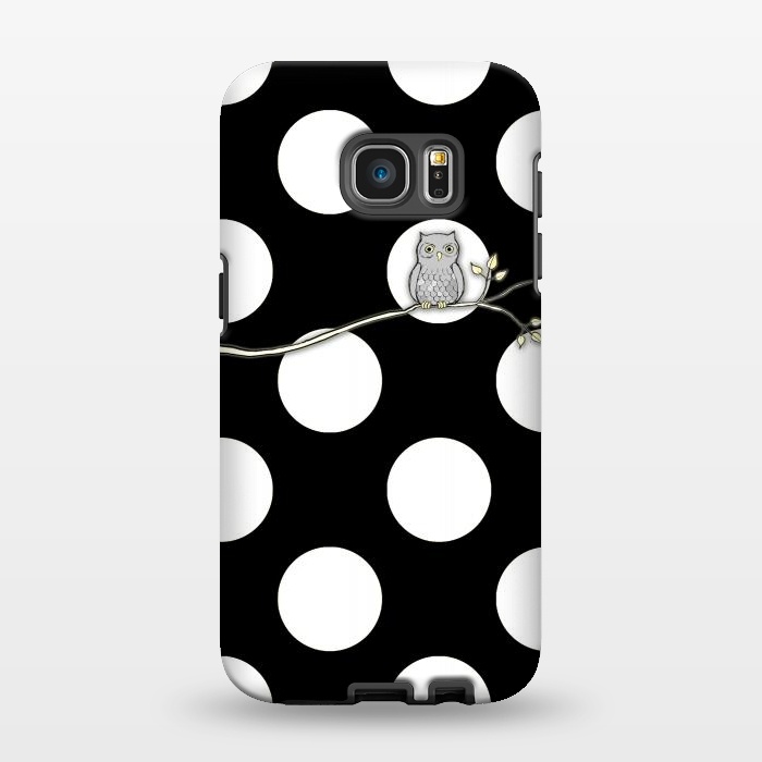 Galaxy S7 EDGE StrongFit Out on a Limb Polka Dot Owl Moon by Micklyn Le Feuvre
