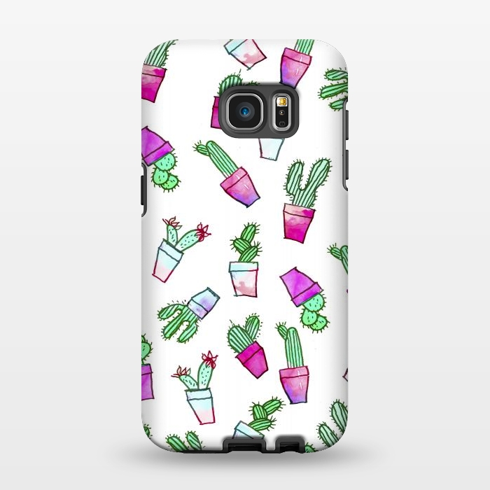 Galaxy S7 EDGE StrongFit Whimsical Hand Drawn cactus pattern  by Girly Trend