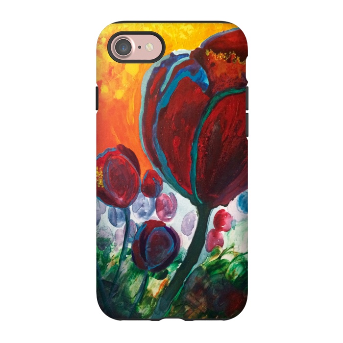 iPhone 7 StrongFit Blue High Tulips on Fire by ANoelleJay