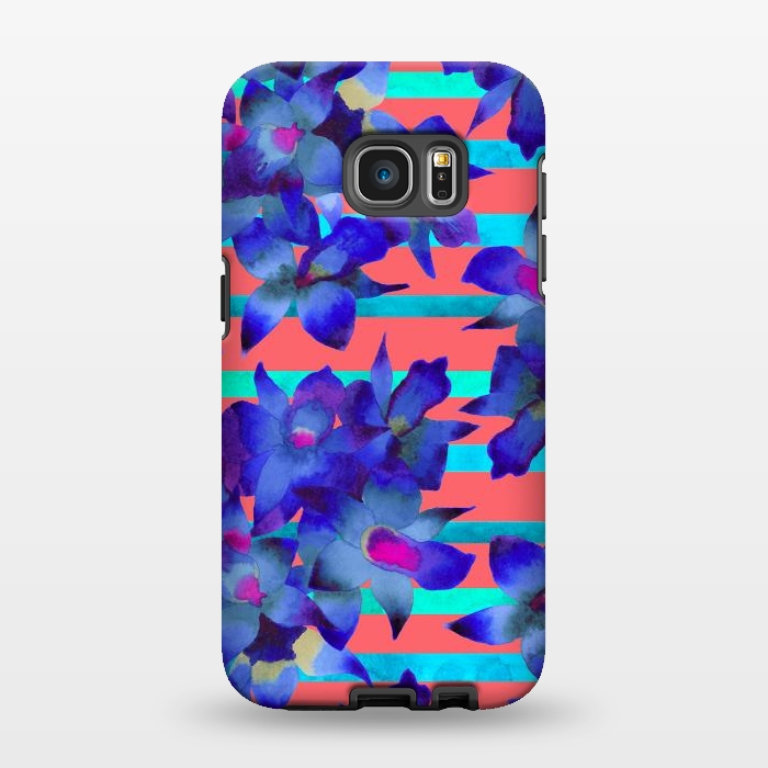 Galaxy S7 EDGE StrongFit Coral Stripes by Amaya Brydon