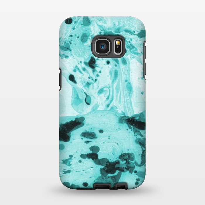 Galaxy S7 EDGE StrongFit Turquoise Marble by Laura Grant