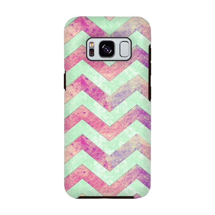 Galaxy S8 StrongFit Mint Pink Watercolor Chevron by Girly Trend