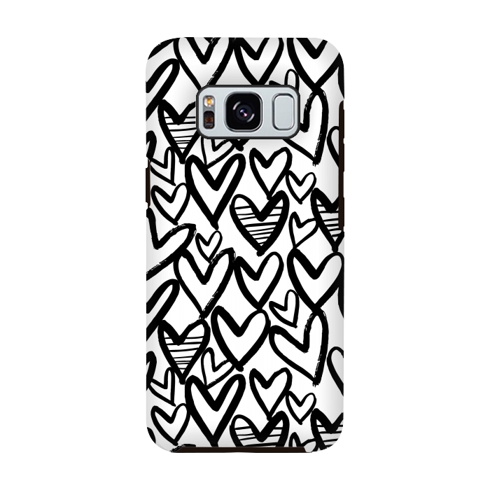 Galaxy S8 StrongFit Black and white hearts by Laura Grant