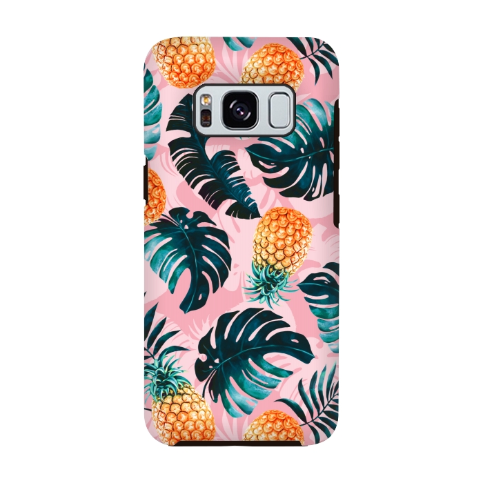 Galaxy S8 StrongFit Pineapple and Leaf Pattern by Burcu Korkmazyurek
