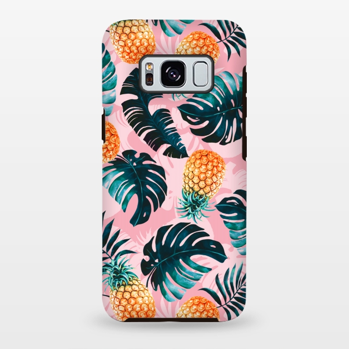 Galaxy S8 plus StrongFit Pineapple and Leaf Pattern by Burcu Korkmazyurek