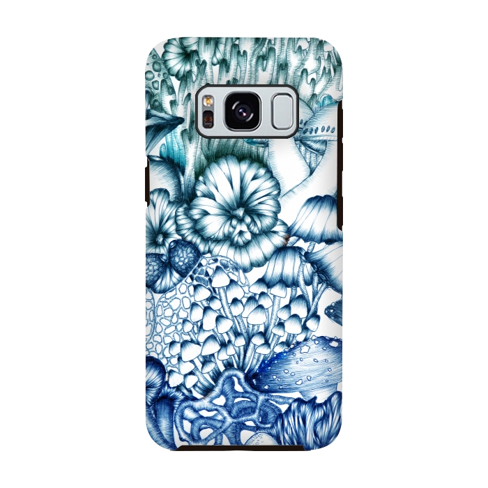 Galaxy S8 StrongFit A Medley of Mushrooms in Blue by ECMazur 