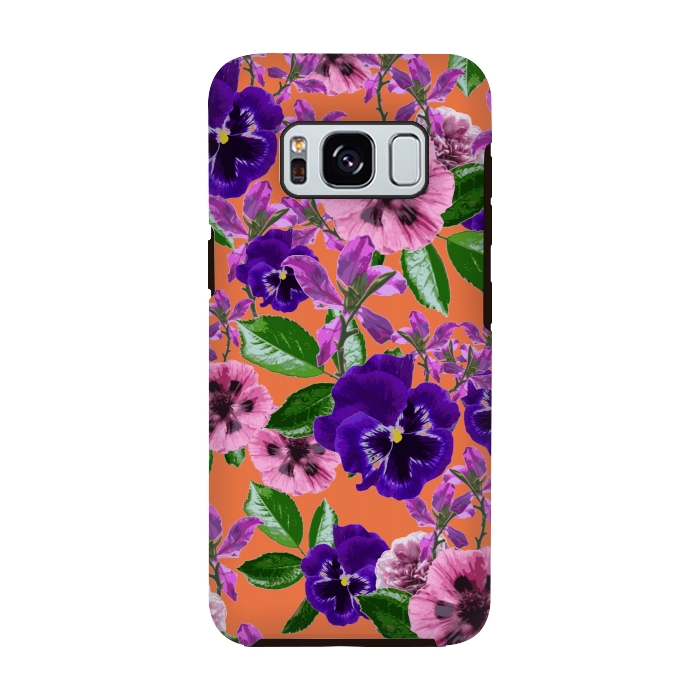 Galaxy S8 StrongFit Orange Floral Garden by Zala Farah