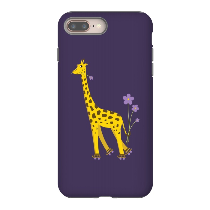 iPhone 7 plus StrongFit Cute Funny Rollerskating Giraffe by Boriana Giormova