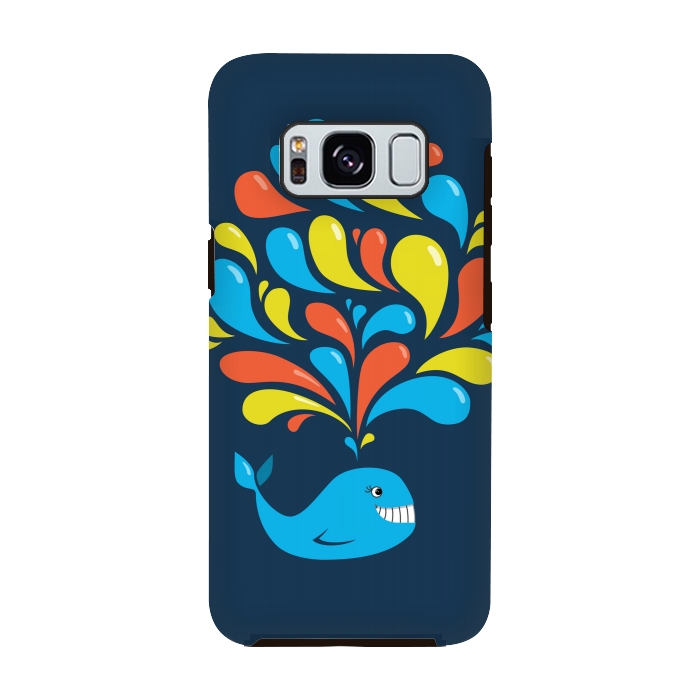 Galaxy S8 StrongFit Cute Colorful Splash Cartoon Blue Whale by Boriana Giormova