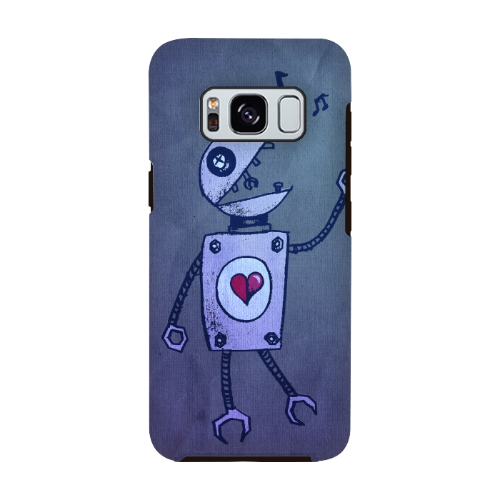 Galaxy S8 StrongFit Blue Happy Cartoon Singing Robot by Boriana Giormova