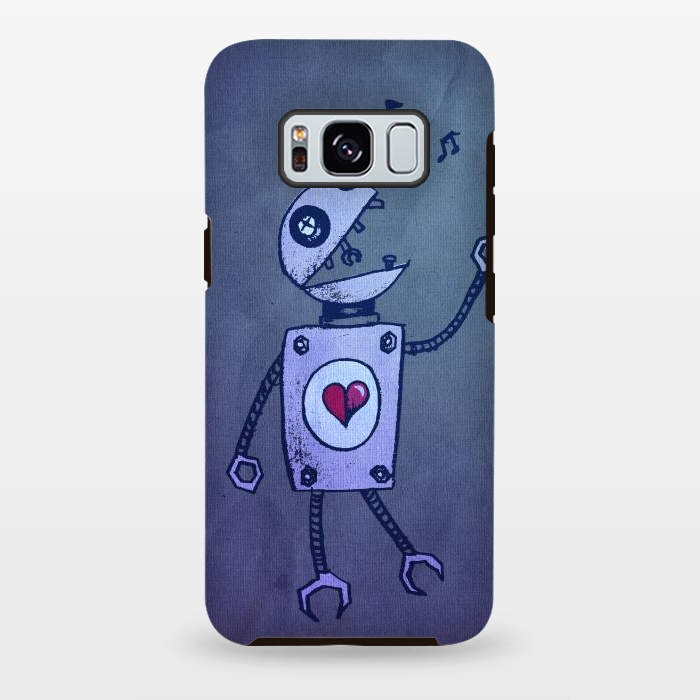 Galaxy S8 plus StrongFit Blue Happy Cartoon Singing Robot by Boriana Giormova