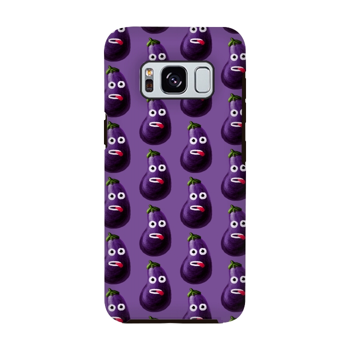 Galaxy S8 StrongFit Purple Funny Cartoon Eggplant Pattern by Boriana Giormova