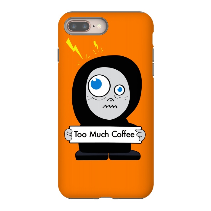 iPhone 7 plus StrongFit Funny Cartoon Character Too Much Coffee by Boriana Giormova