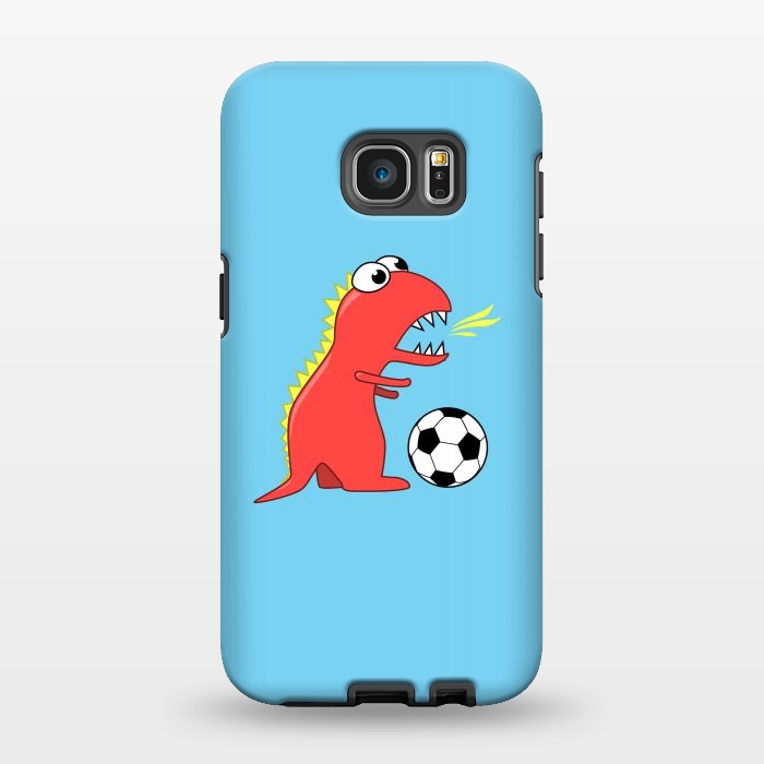 Galaxy S7 EDGE StrongFit Funny Cartoon Dinosaur Soccer Player by Boriana Giormova