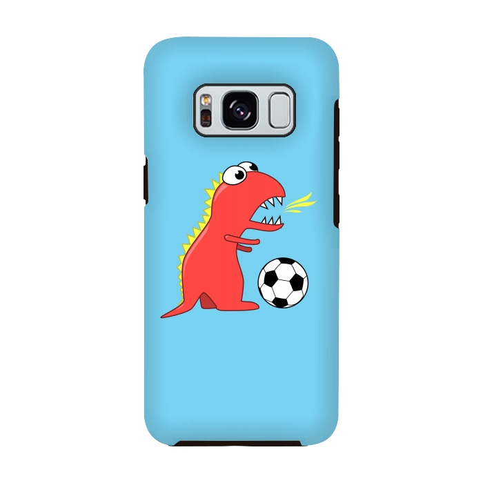 Galaxy S8 StrongFit Funny Cartoon Dinosaur Soccer Player by Boriana Giormova