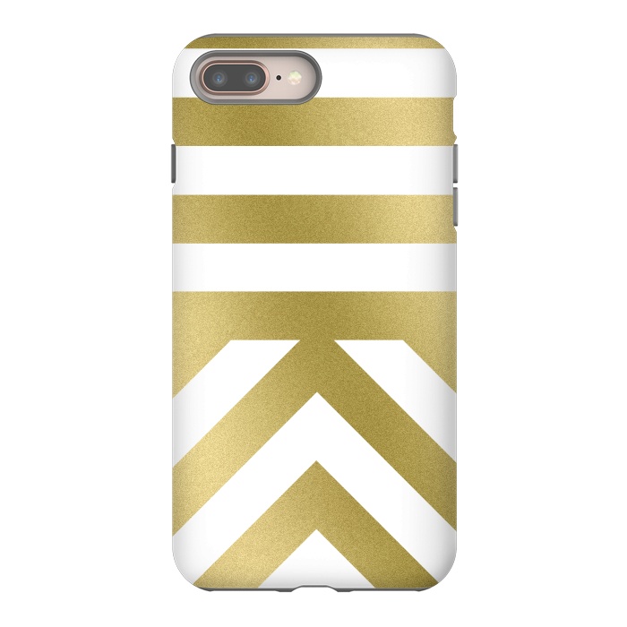 iPhone 7 plus StrongFit Gold Chevron Stripes by Caitlin Workman