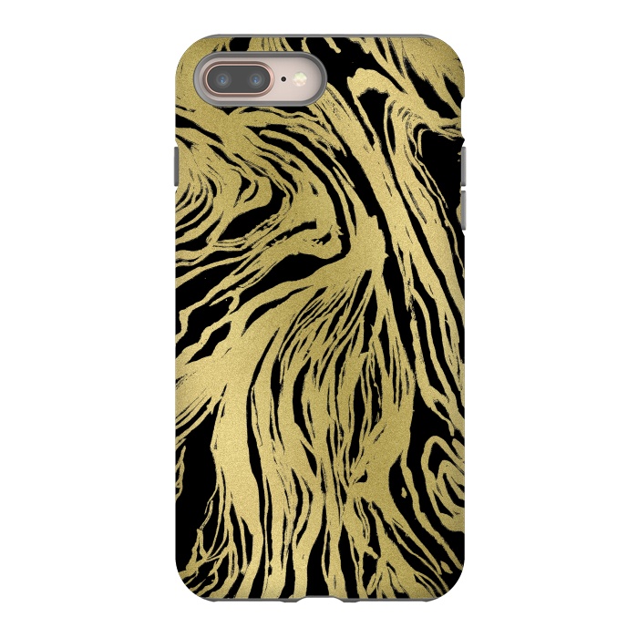 iPhone 7 plus StrongFit Black and Gold Marble by Caitlin Workman