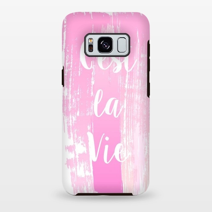 Galaxy S8 plus StrongFit C'est la vie pink watercolour by Martina